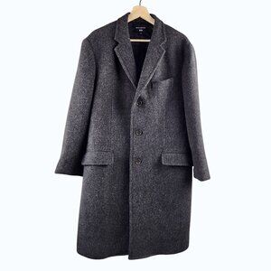Ines de la Fressange Paris Wool Chesterfield Coat L Gray Tailored Minimalist